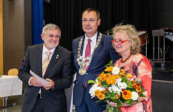 Auf dem Bild sind Stadtrat Bernhard Ritter, dessen Frau und Thilo Rentschler zu sehen.