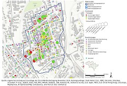 Auf dem Bild ist eine Karte mit der perspektivischen Abgrenzung zentraler Versorgungsbereich in der Innenstadt zu sehen.