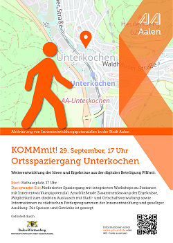 Auf diesem Bild ist der Flyer zur Aktion "Pinmit", einem Bürgerbeteiligungsformat der Stadt Aalen, für Unterkochen zu sehen.