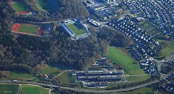 The picture shows an aerial view of Aalen University.