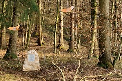 Auf dem Bild ist der Gedenkstein an der Schillerlinde zu sehen.