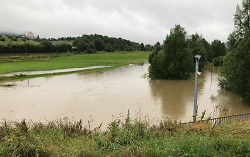 Auf dem Bild ist das Hochwasser auf den Dürrwiesen am 5. Juli 2021 zu sehen.