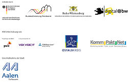 Auf dem Bild sind die Logos zur Förderung der Breitbandprojekte zu sehen.