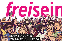 Auf dem Bild ist der Ausschnitt eines Plakats zum freisein Festival zu sehen.