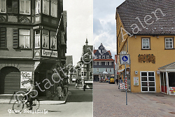 Auf diesem Bild ist eine Vorher-Nachher-Collage des Aalener Marktplatzes zu sehen.